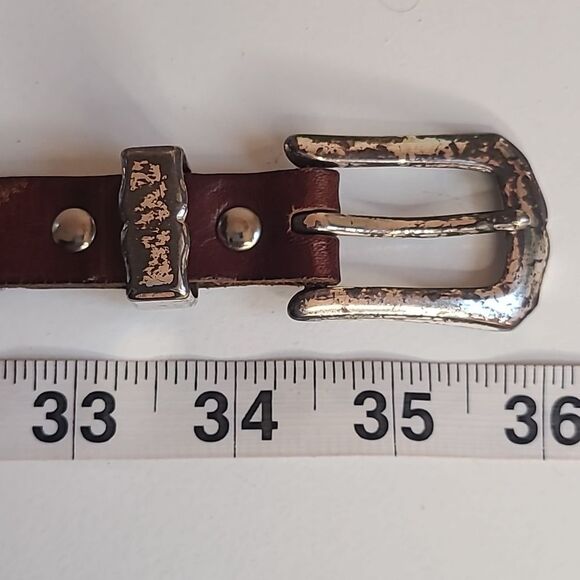 Vintage Banana Republic Women's Small Leather Belt Patina Buckle Made in USA - Picture 6 of 8